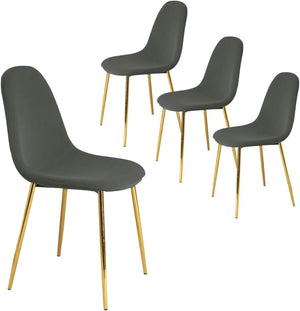 Sedia Poltrona in Velluto 4pz Sala da Pranzo Cucina Ristorante Gambe Metallo Oro Grigio