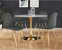 Sedia Poltrona in Velluto 4pz Sala da Pranzo Cucina Ristorante Gambe Metallo Oro Grigio