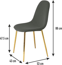 Sedia Poltrona in Velluto 4pz Sala da Pranzo Cucina Ristorante Gambe Metallo Oro Grigio