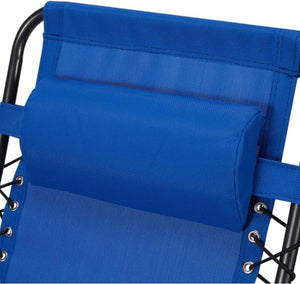 Sedia Sdraio Cordonata Gravità Zero Reclinabile Pieghevole con Cuscino Blu