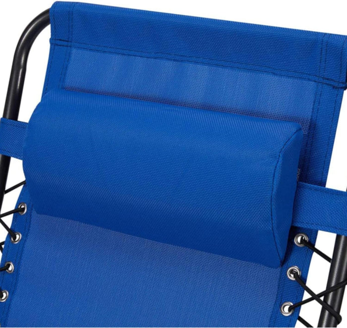 Sedia Sdraio Cordonata Gravità Zero Reclinabile Pieghevole con Cuscino Blu