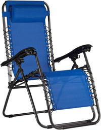 Sedia Sdraio Cordonata Gravità Zero Reclinabile Pieghevole con Cuscino Blu