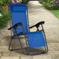 Sedia Sdraio Cordonata Gravità Zero Reclinabile Pieghevole con Cuscino Blu