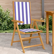 Sedie Giardino 2pz Blu e Bianco Legno Massello Acacia e Tessuto 367662