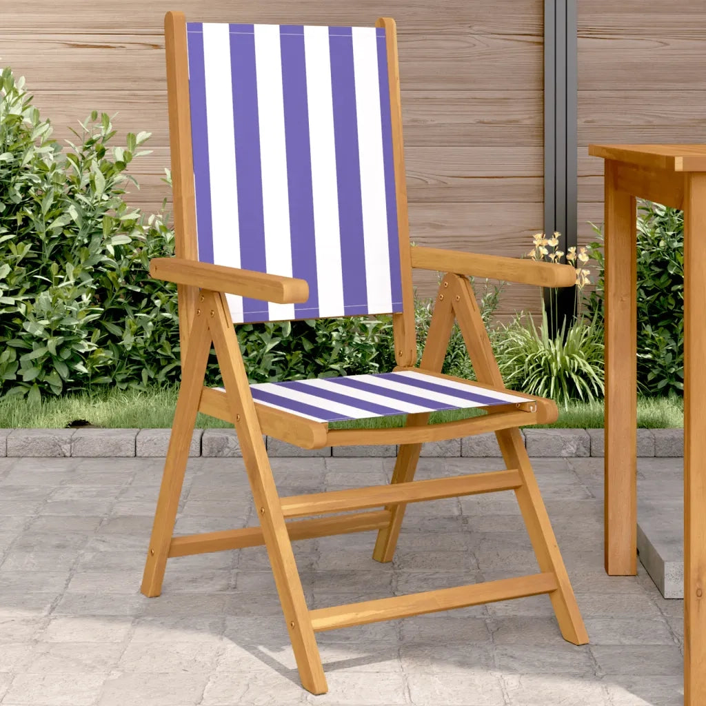 Sedie Giardino 2pz Blu e Bianco Legno Massello Acacia e Tessuto 367662