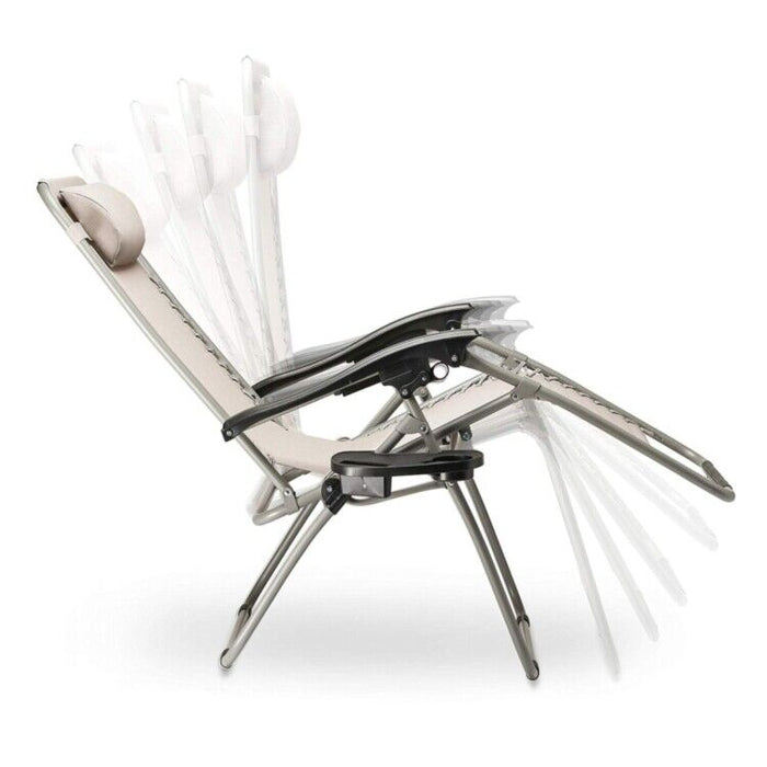 Sedia Sdraio Cordonata Gravità Zero Reclinabile Pieghevole con Cuscino Ecrù