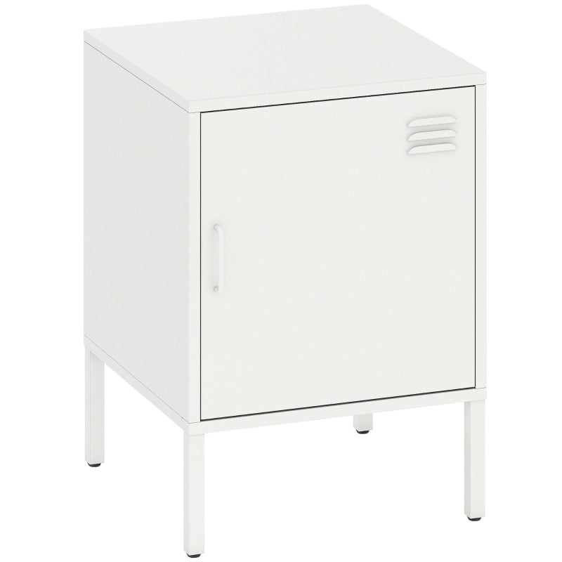 TAVOLINO NOTTE 40x40x56 cm Acciaio Bianco con ripiano regolabile