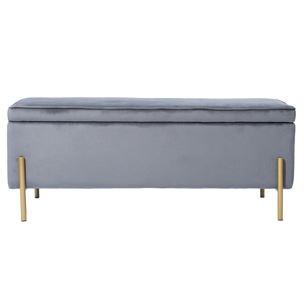 Cassapanca Pouf Contenitore Panca Sgabello Poggiapiedi Tessuto Velluto 105x44H45cm Grigio