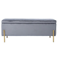 Cassapanca Pouf Contenitore Panca Sgabello Poggiapiedi Tessuto Velluto 105x44H45cm Grigio