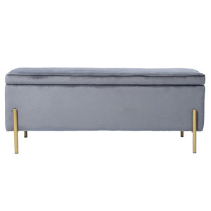 Cassapanca Pouf Contenitore Panca Sgabello Poggiapiedi Tessuto Velluto 105x44H45cm Grigio