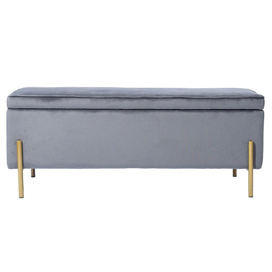 Cassapanca Pouf Contenitore Panca Sgabello Poggiapiedi Tessuto Velluto 105x44H45cm Grigio