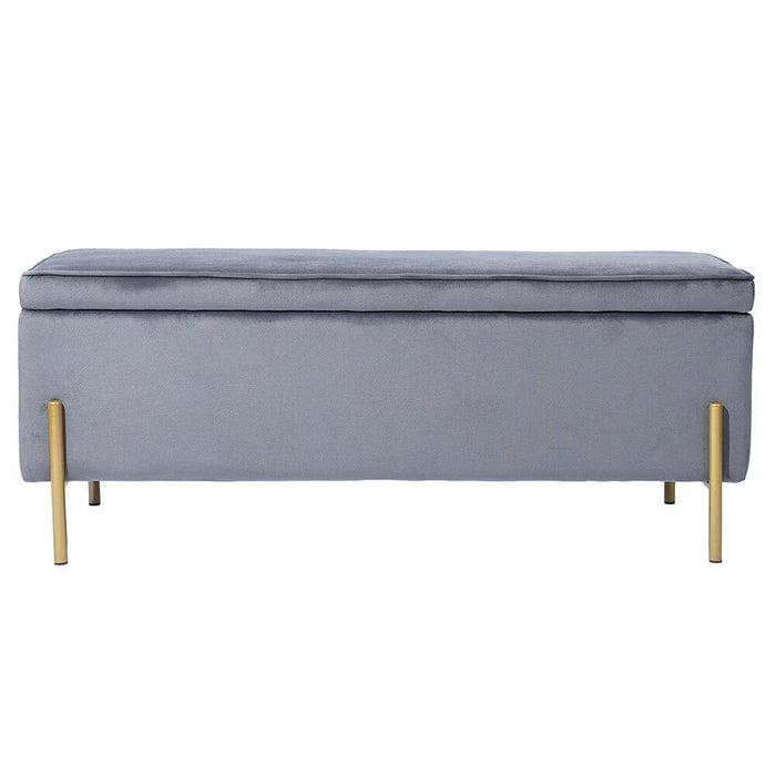 Cassapanca Pouf Contenitore Panca Sgabello Poggiapiedi Tessuto Velluto 105x44H45cm Grigio