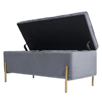 Cassapanca Pouf Contenitore Panca Sgabello Poggiapiedi Tessuto Velluto 105x44H45cm Grigio