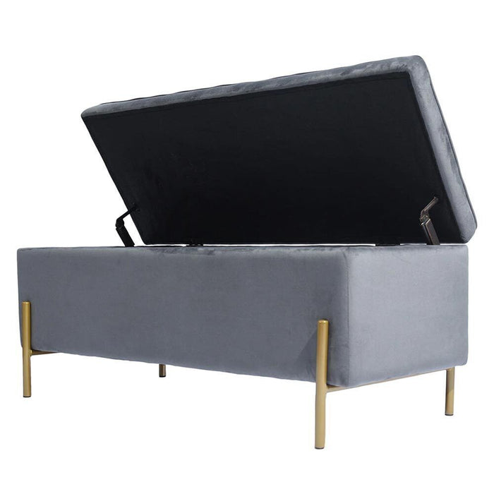 Cassapanca Pouf Contenitore Panca Sgabello Poggiapiedi Tessuto Velluto 105x44H45cm Grigio
