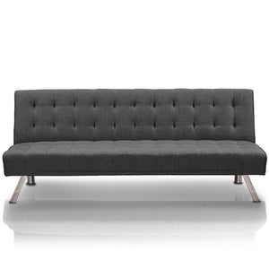 Divano Letto Clik Clak Schienale Reclinabile 175cm Tessuto Grigio Stile Moderno