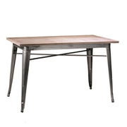 Tavolo ferro bristol top in legno galvanizzato cm 160x80h76