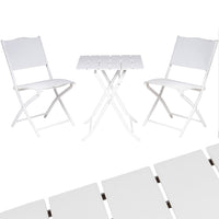 Set Tavolo Pieghevole con 2 sedie Bianco Arredo Esterno Giardino in Acciaio e PE