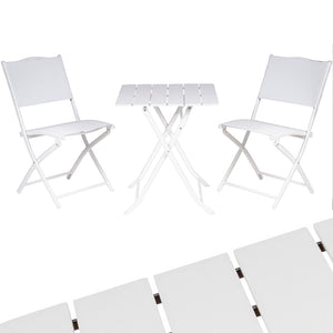 Set Tavolo Pieghevole con 2 sedie Bianco Arredo Esterno Giardino in Acciaio e PE