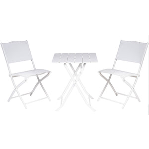 Set Tavolo Pieghevole con 2 sedie Bianco Arredo Esterno Giardino in Acciaio e PE