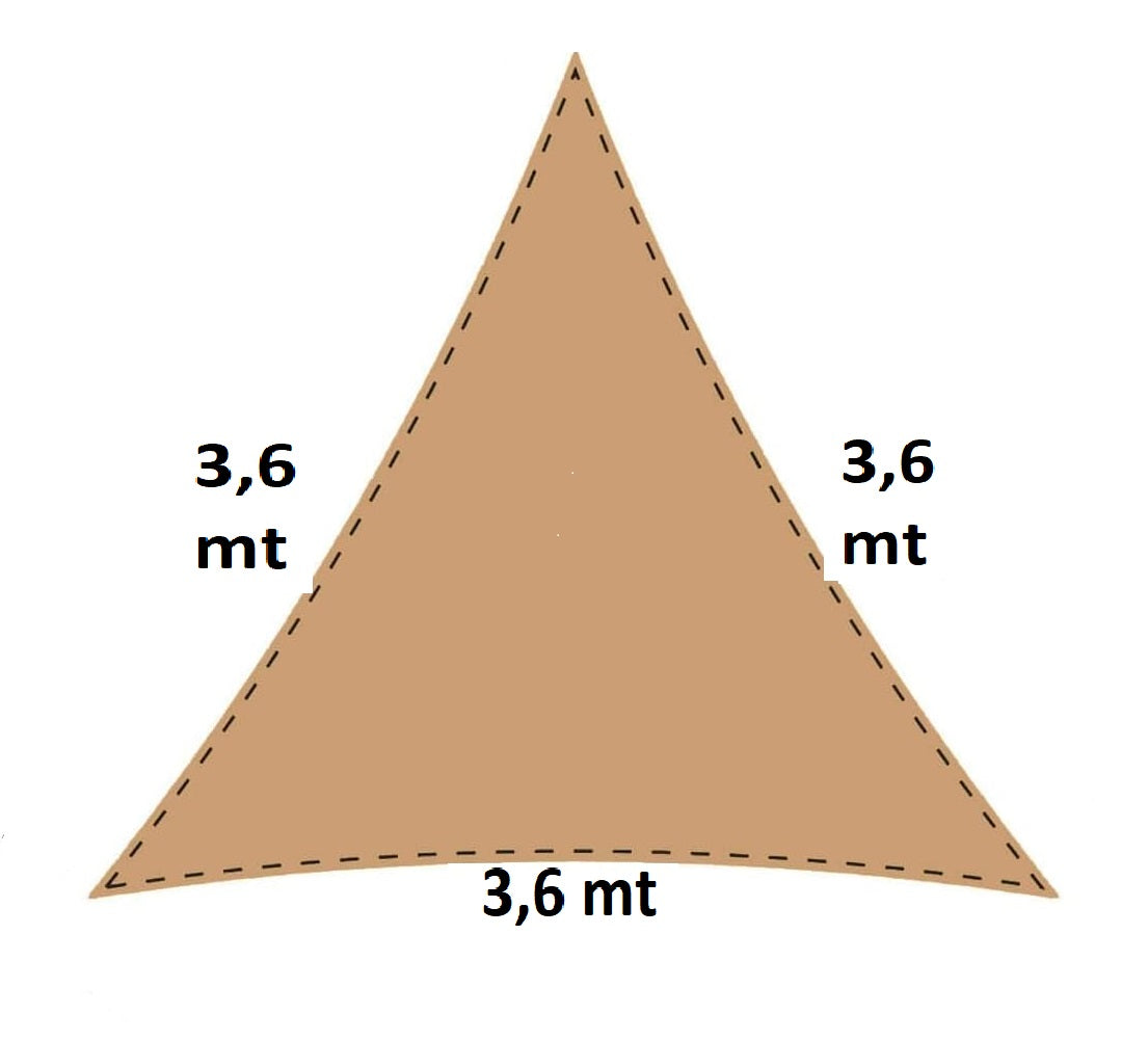 Tenda Ombrellone Antiriflesso Vela Ombreggiante Anti UV Triangolare 3.6x3.6x3.6mt Beige