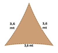 Tenda Ombrellone Antiriflesso Vela Ombreggiante Anti UV Triangolare 3.6x3.6x3.6mt Beige