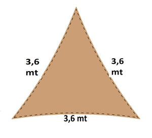 Tenda Ombrellone Antiriflesso Vela Ombreggiante Anti UV Triangolare 3.6x3.6x3.6mt Beige