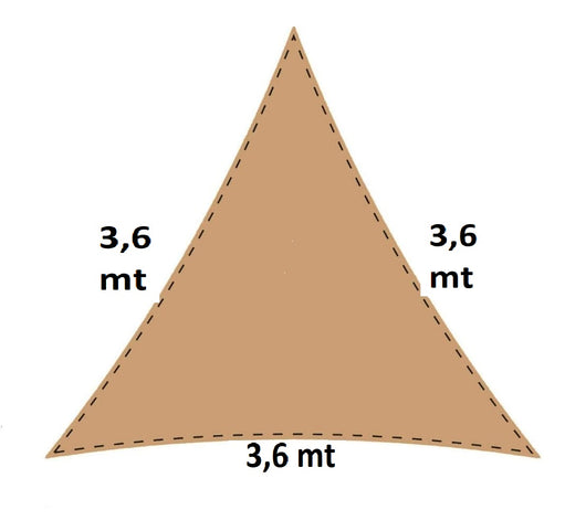 Tenda Ombrellone Antiriflesso Vela Ombreggiante Anti UV Triangolare 3.6x3.6x3.6mt Beige