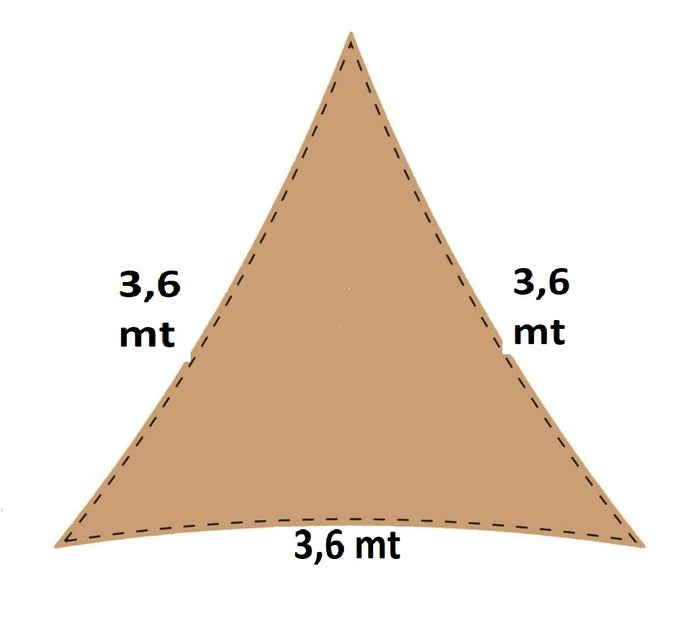 Tenda Ombrellone Antiriflesso Vela Ombreggiante Anti UV Triangolare 3.6x3.6x3.6mt Beige