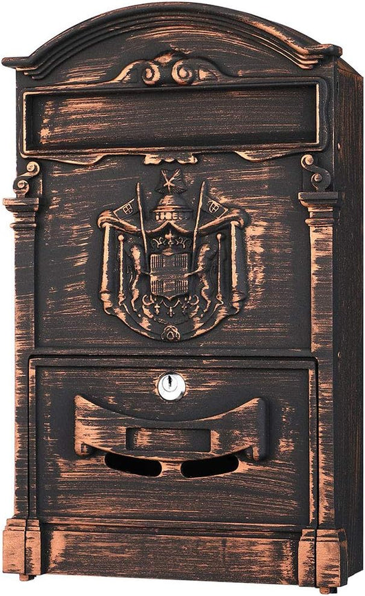 Cassetta Postale Parete Alluminio Buca Lettere Posta Esterno con Chiave Bronzo