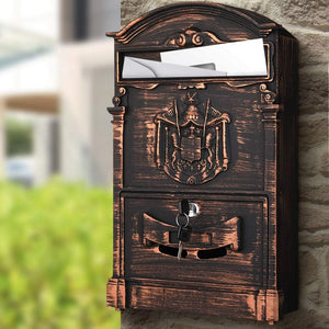 Cassetta Postale Parete Alluminio Buca Lettere Posta Esterno con Chiave Bronzo