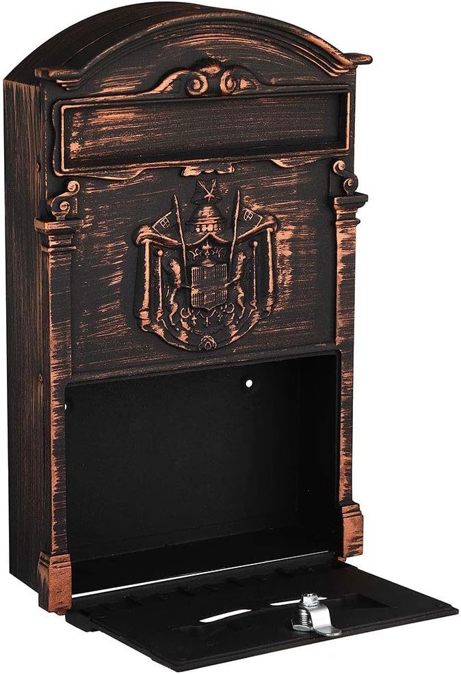 Cassetta Postale Parete Alluminio Buca Lettere Posta Esterno con Chiave Bronzo