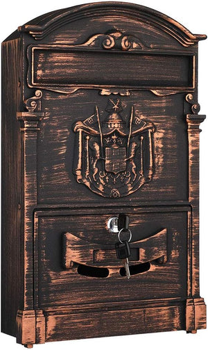 Cassetta Postale Parete Alluminio Buca Lettere Posta Esterno con Chiave Bronzo