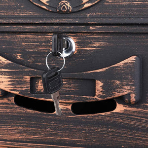 Cassetta Postale Parete Alluminio Buca Lettere Posta Esterno con Chiave Bronzo