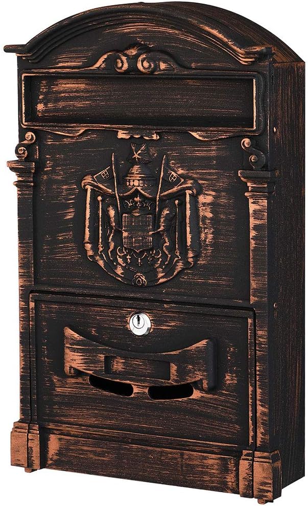 Cassetta Postale Parete Alluminio Buca Lettere Posta Esterno con Chiave Bronzo