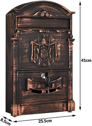 Cassetta Postale Parete Alluminio Buca Lettere Posta Esterno con Chiave Bronzo