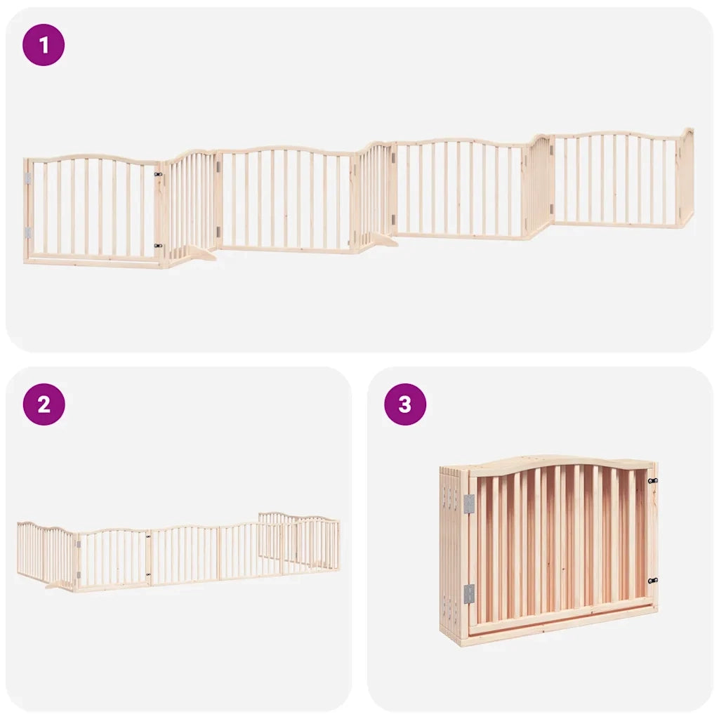Cancello per Cani Porta Pieghevole 8 Pannelli 640 cm in Pioppo CFW9813499
