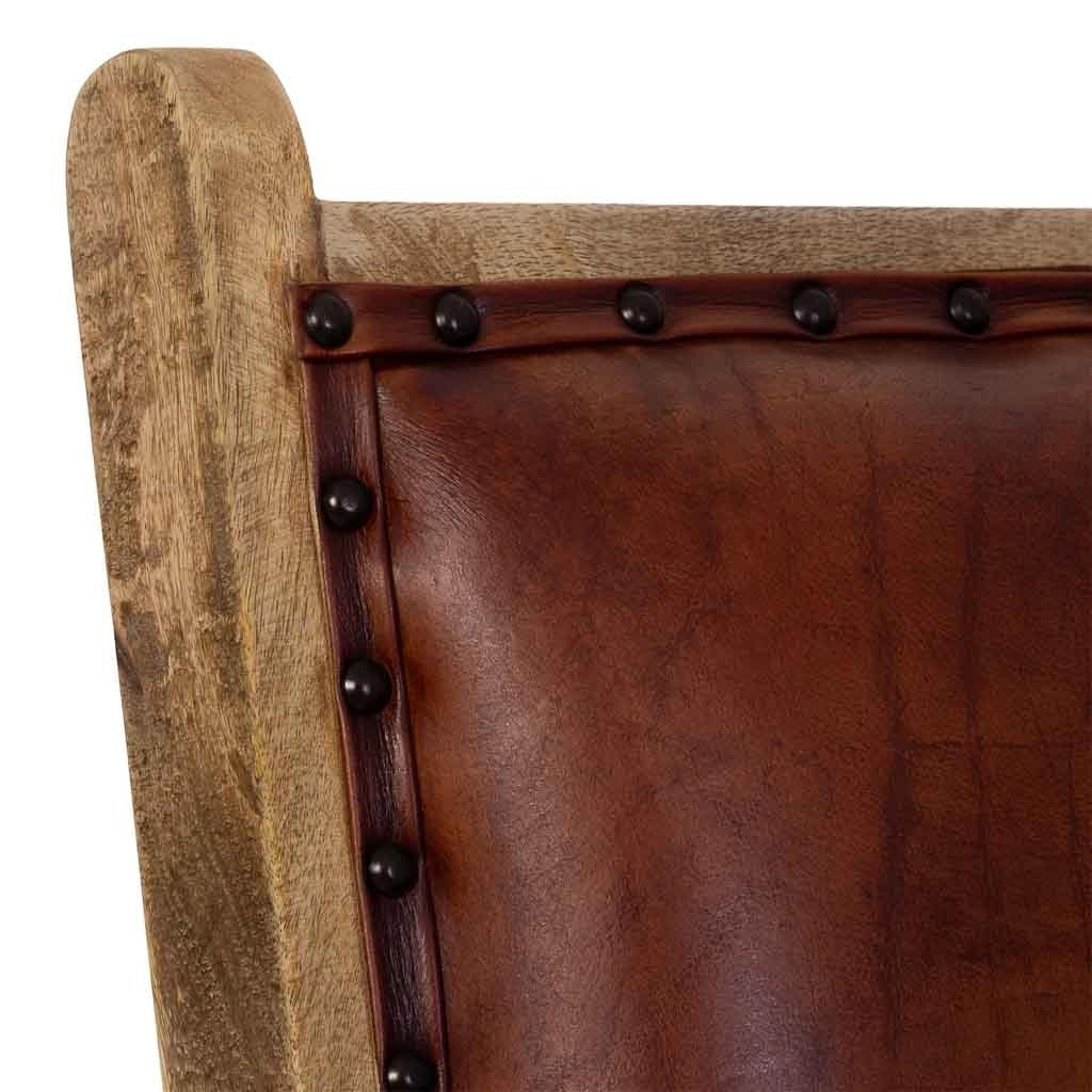 Sedia in legno e pelle marrone 65x78x81h cm