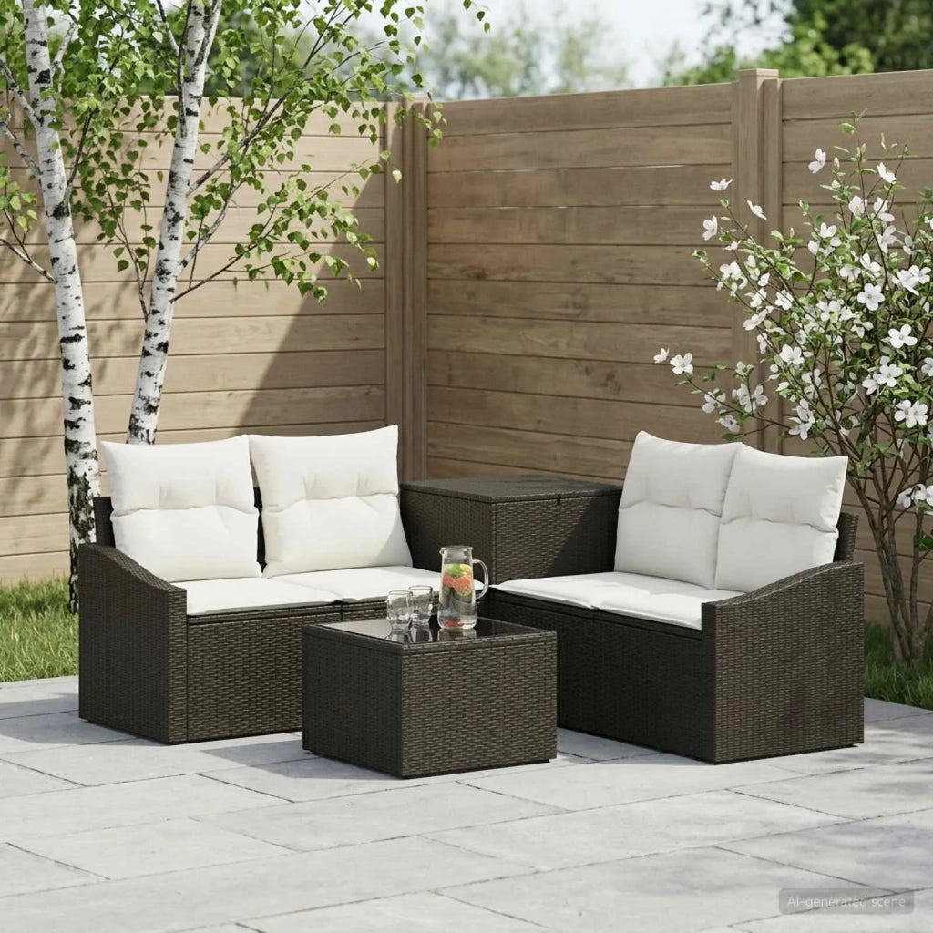 Set di divani 6 pz Nero e Bianco Crema 3447284