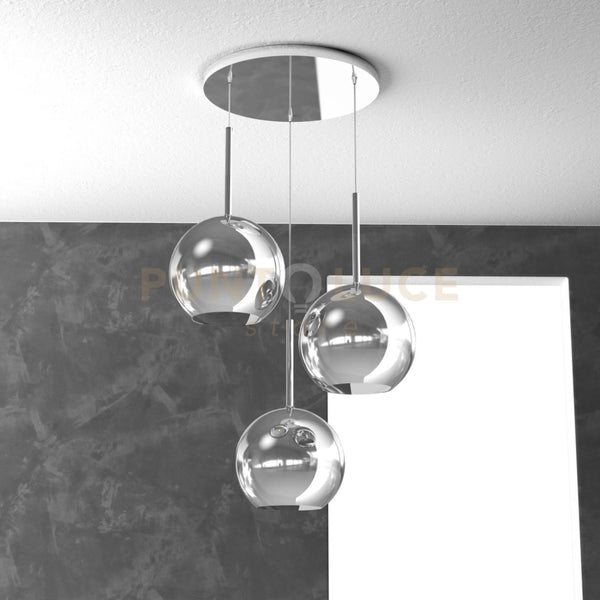 SOSP. CROMO TONDA 3 LUCI VETRI TUTTI GRANDE CROMO 1155CR-S3 TG-CR