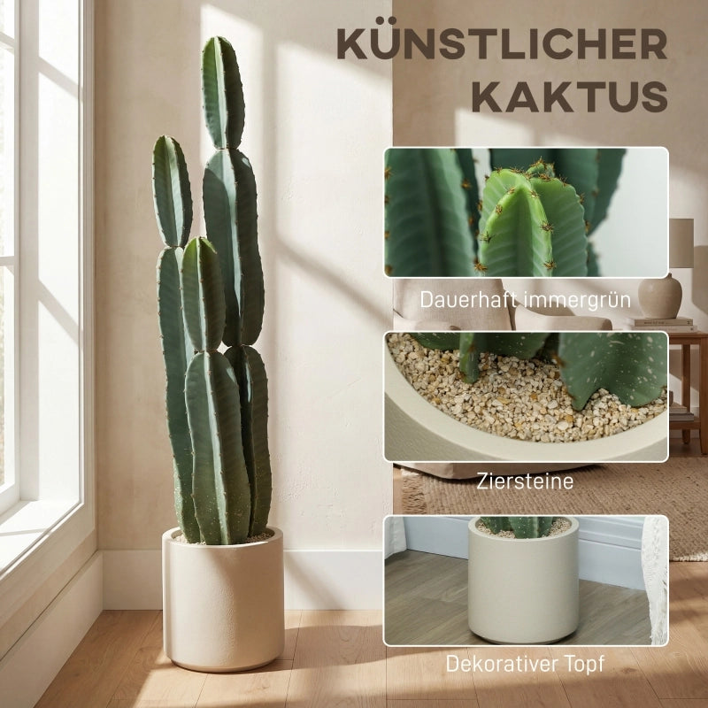 Pianta di cactus artificiale, grande, 111 cm, pianta artificiale in vaso per ufficio o soggiorno