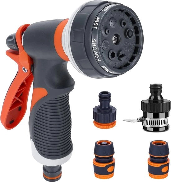Annaffiante per Giardino, 8 Funzioni Sparatore per Tubo da Giardino, Doccia per Annaffiare, Sparatore per Mano Regolabile con Alta Pressione per Annaffiare Prato, Lavaggio Auto, Bagno di Animale, Pulizia Piazzale