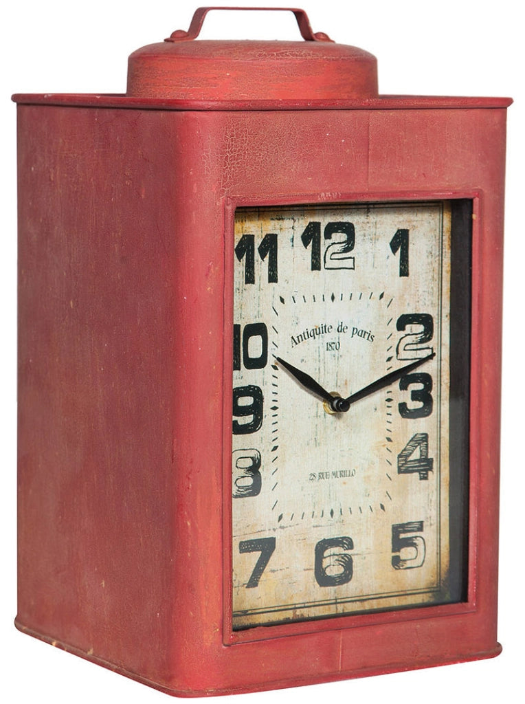 Biscottini Orologio da appoggio in ferro finitura rosso anticato L24xPR24xH39 cm