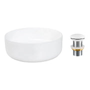 Lavabo da appoggio rotondo 36,5 cm bianco lucido con piletta click clack