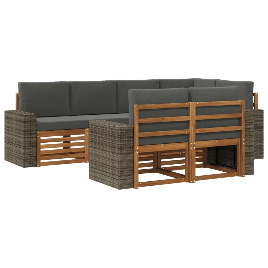 Set di divani da esterno 7 pz Naturale e Antracite Poliestere 3384488