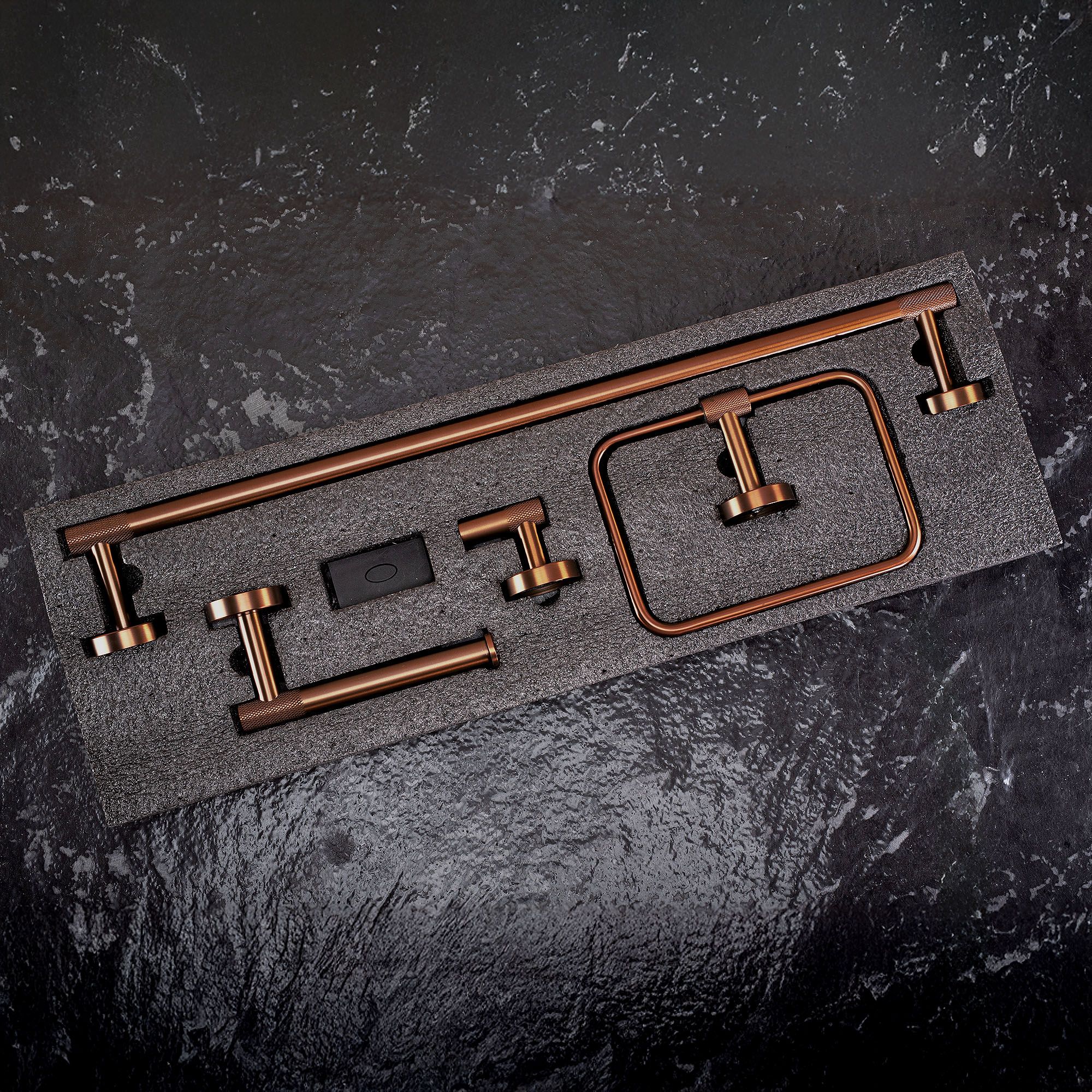 Set Accessori Da Bagno Grid Brush Copper 4 Pezzi