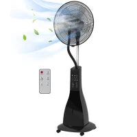 Ventilatore A Piedistallo Nebulizzatore 90 W Telecomando Timer 3 Modalità 3 Velocità Oscillante, Inclinabile - Nero
