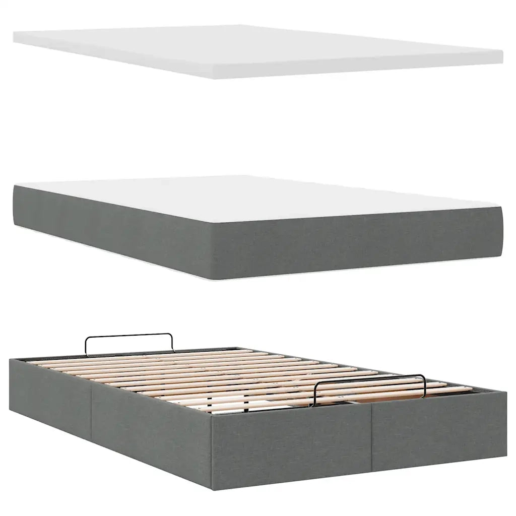 Pouf Letto con Materasso Grigio Scuro 120x200 cm in Tessuto 3311533