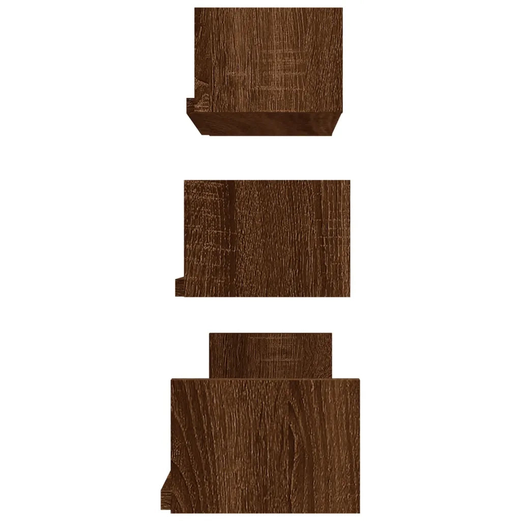 Mensole Espositive Parete 3 pz Rovere Marrone Legno Multistrato 815263