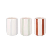 1 Pezzo Bicchiere Portaspazzolini in Ceramica Rigato 3 Colori