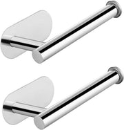 Sostegno per carta igienica - acciaio inossidabile - adesivo self - senza perforazione - da 2 pezzi - 15L x 8,2B centimetro - Verniciato - Liscio - argento
